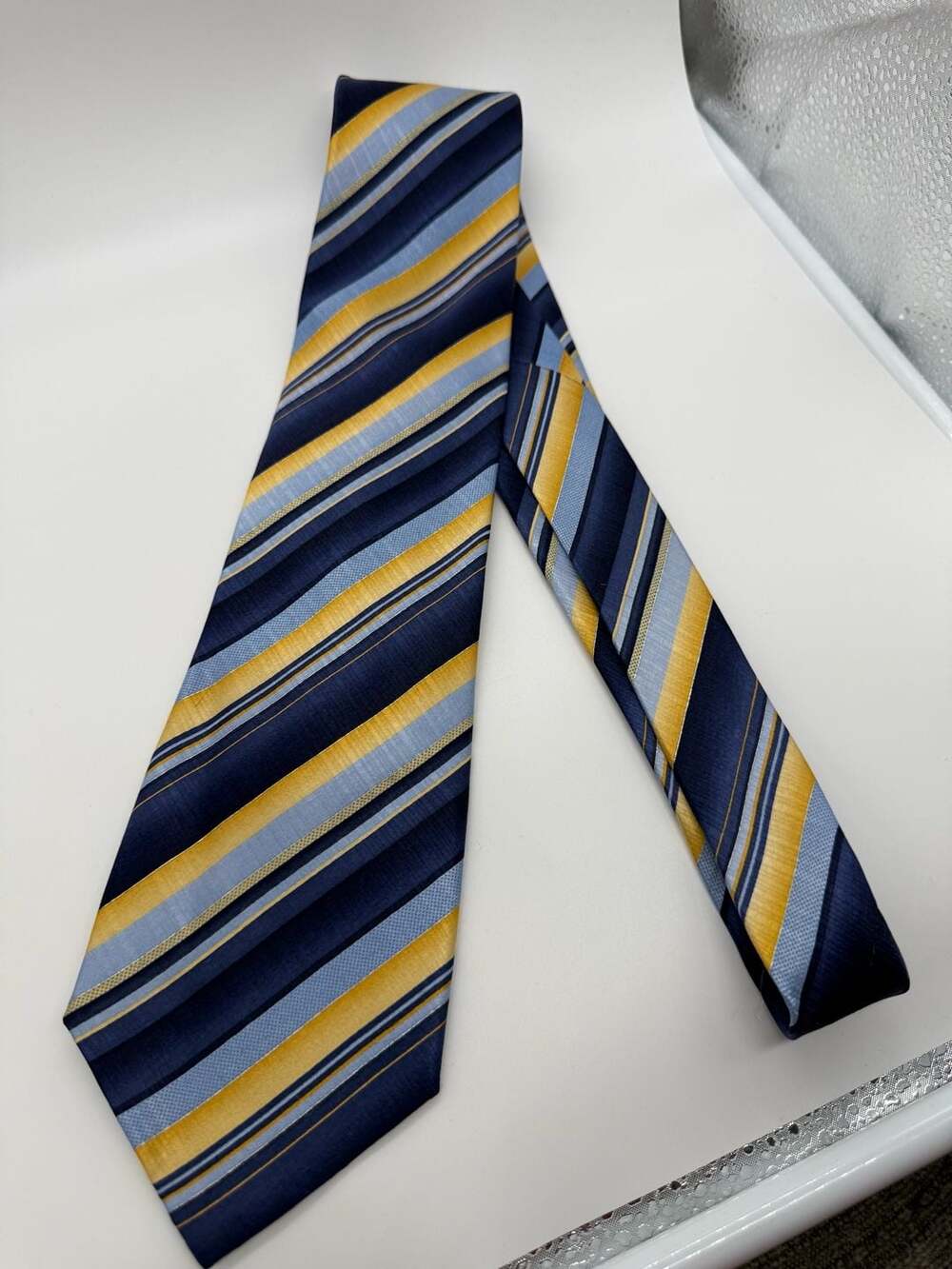 Puritan Men's Blue and Yellow Striped Necktie